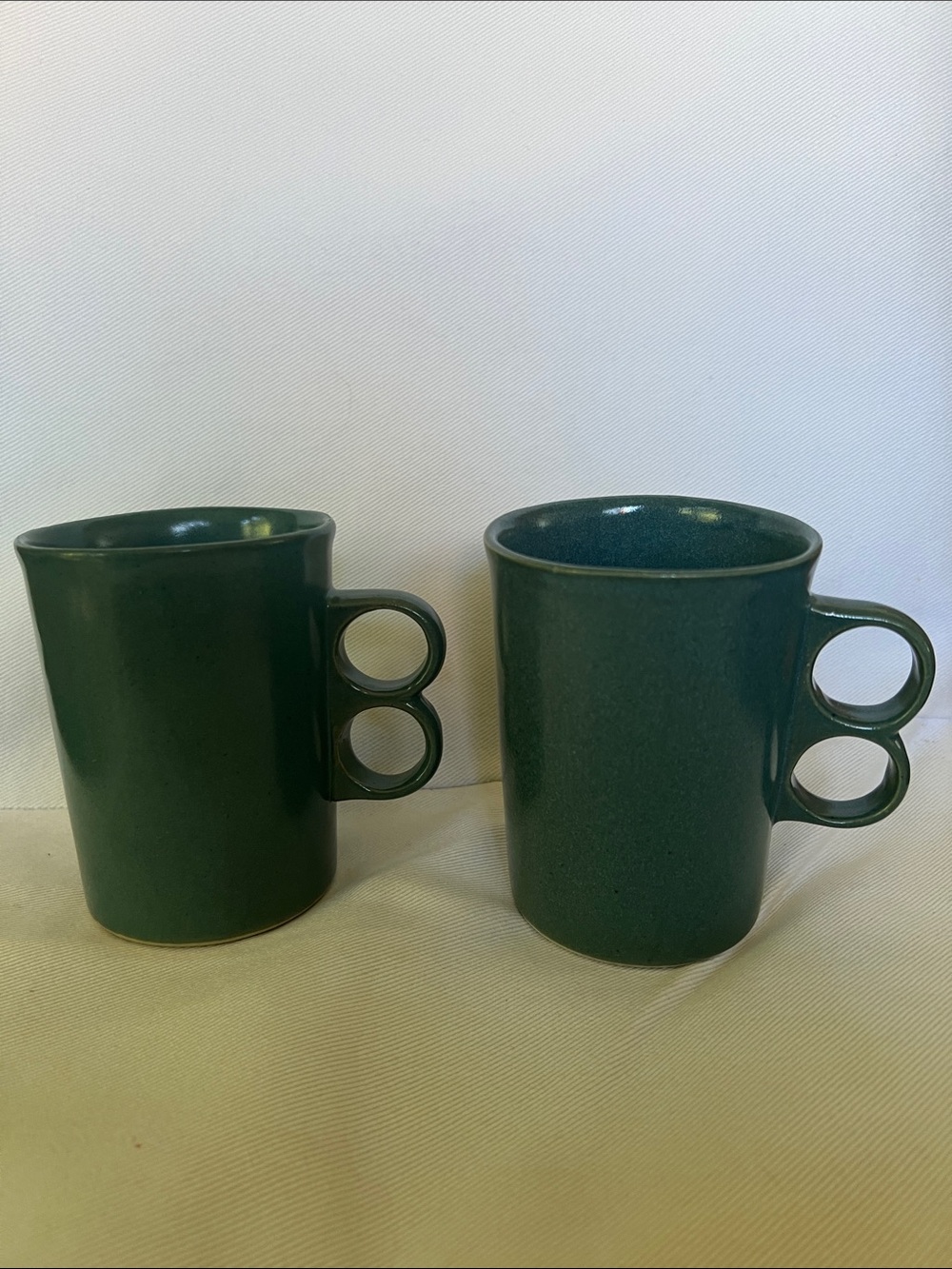 VTG Bennington Potters VT 1340, David Gil , Double Trigger Handle Mugs Green